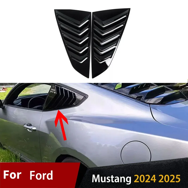 

For Ford Mustang 2024 To 2025 Rear Louver Window Side Shutter Cover Vent Scoop Accessories Exterior Quarter Window Body Kits