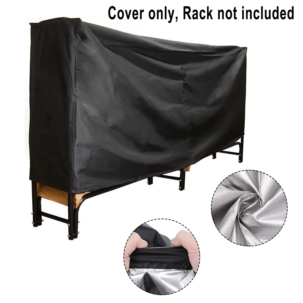 8ft Waterproof Firewood Cover for Lumber Log Rack Outdoor Storage Holder with Reinforced Handles and Dual Air Vents