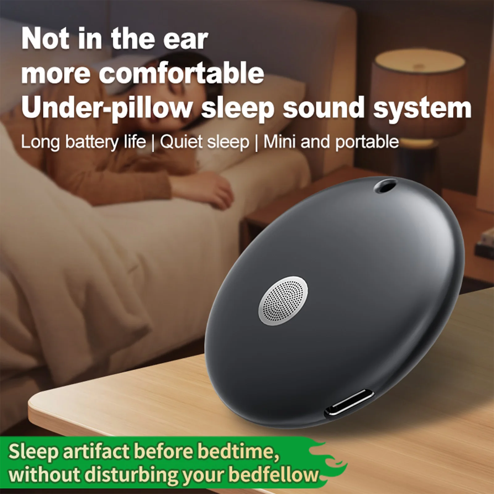 Wireless Sleep Aid Type-C Recharging Mini Bone Conduction BT Sleeping Aids Multi Purpose for Falling Asleep Quickly&Deep Sleep