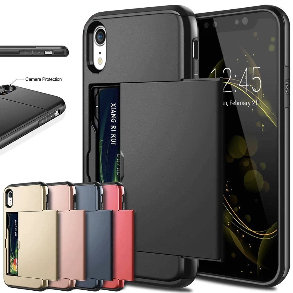 Business Cases For iPhone XR Case X XS MAX Slide Armor Wallet Card Slots Cover For iPhone X XR XS MAX iPhoneX iPhoneXR Funda