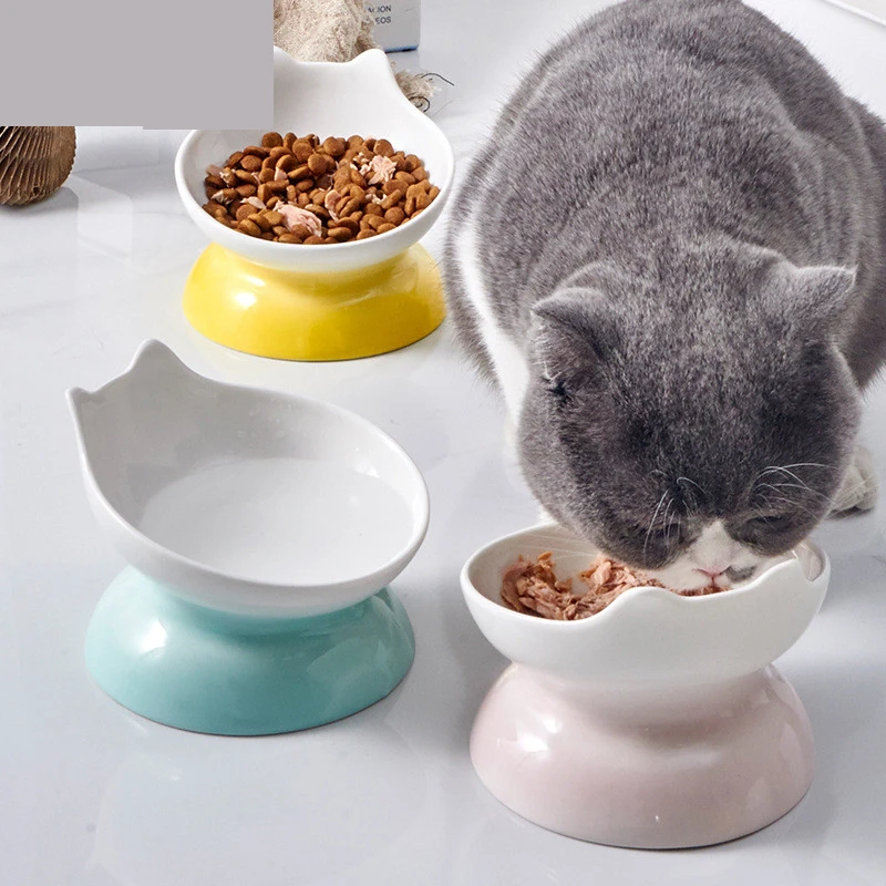 Cartoon Pet Cat Supplies Single Bowl Food for Dogs Tableware Bowl Basin for Dogs High Bowl Creative Cat Shaped Pet Feeder