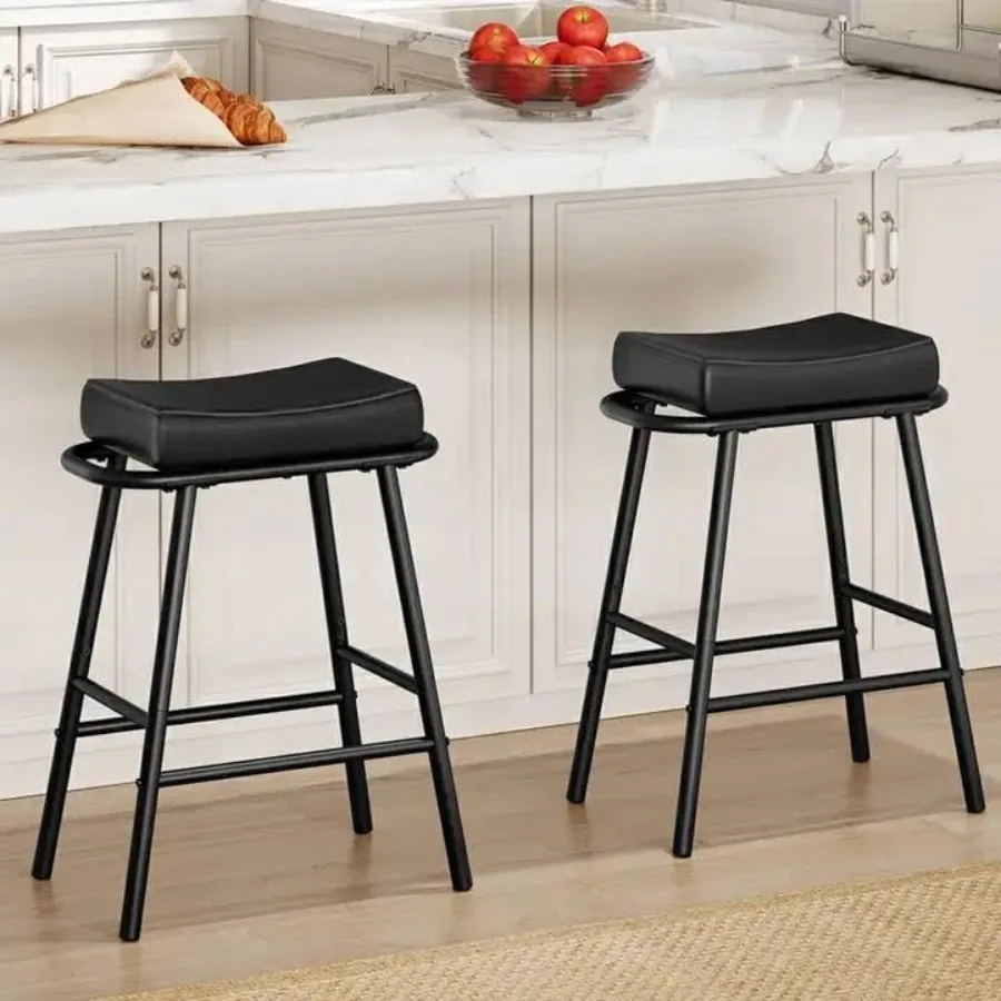 

Bar Stools Counter Height Bar Stools Set of 2 Bar Chairs 24" Barstools for Kitchen Counter Kitchen Stools with Armrest PU Uphol