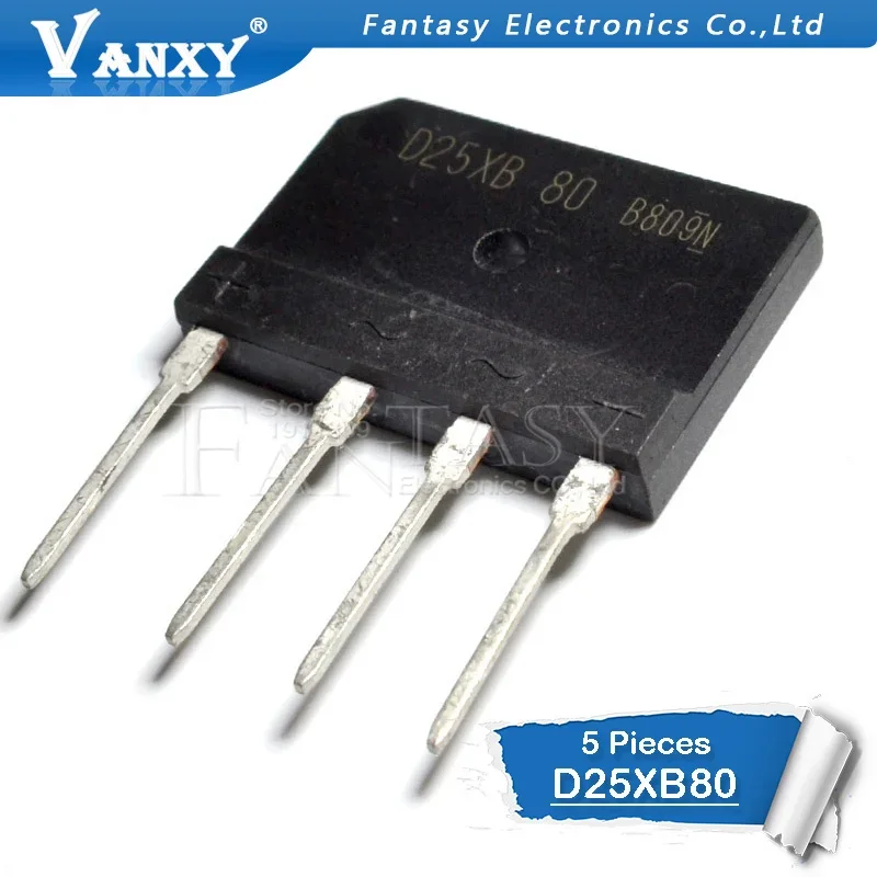 Rectificador de puente D25XB80 D25SBA80, 25V, 800V, D25XB60, D15XB60, D15XB80, D10XB60, D10XB80, D20XB60, D20XB80, D20XB100, D25XB100, 5 unidades