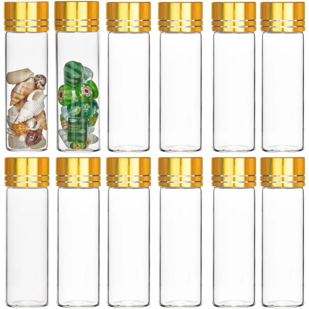 

30Pcs Tiny Jars with Aluminum Screw capss 15ml Mini Glass Bottles Tiny Glass Bead Bottles Glass Storage Jars Clear making kit