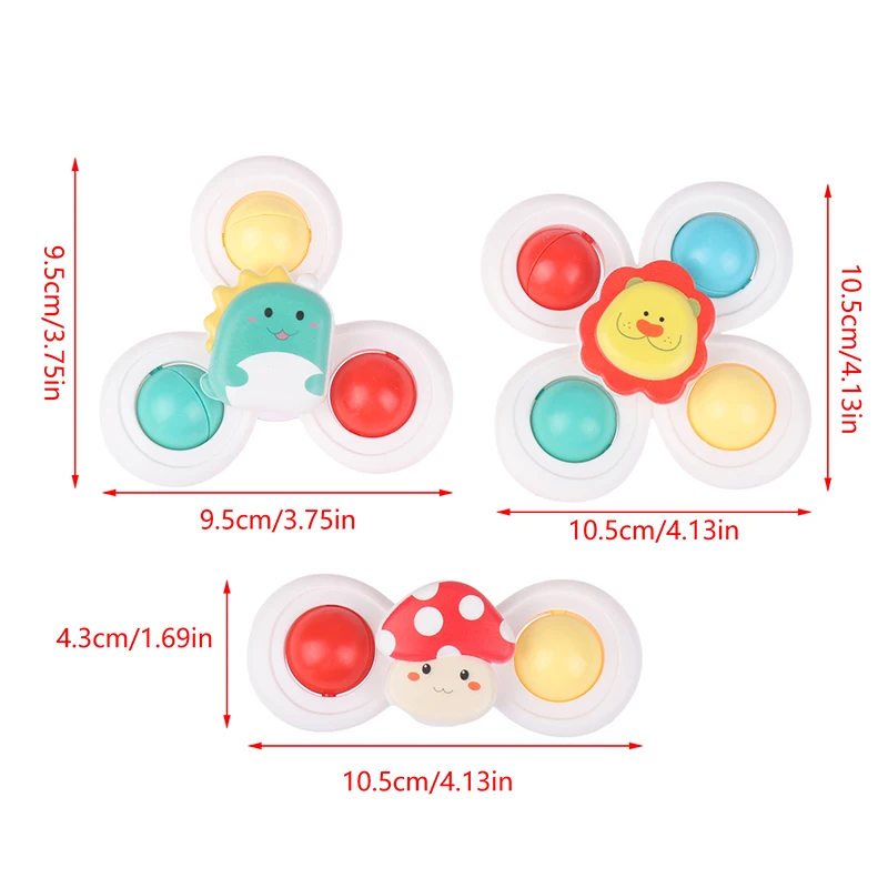 子供のための漫画の動物のスピナーおもちゃ,吸盤,赤ちゃんの窓のおもちゃ,ハイチェア,テーブル,旅行用バスギフト,3個セット