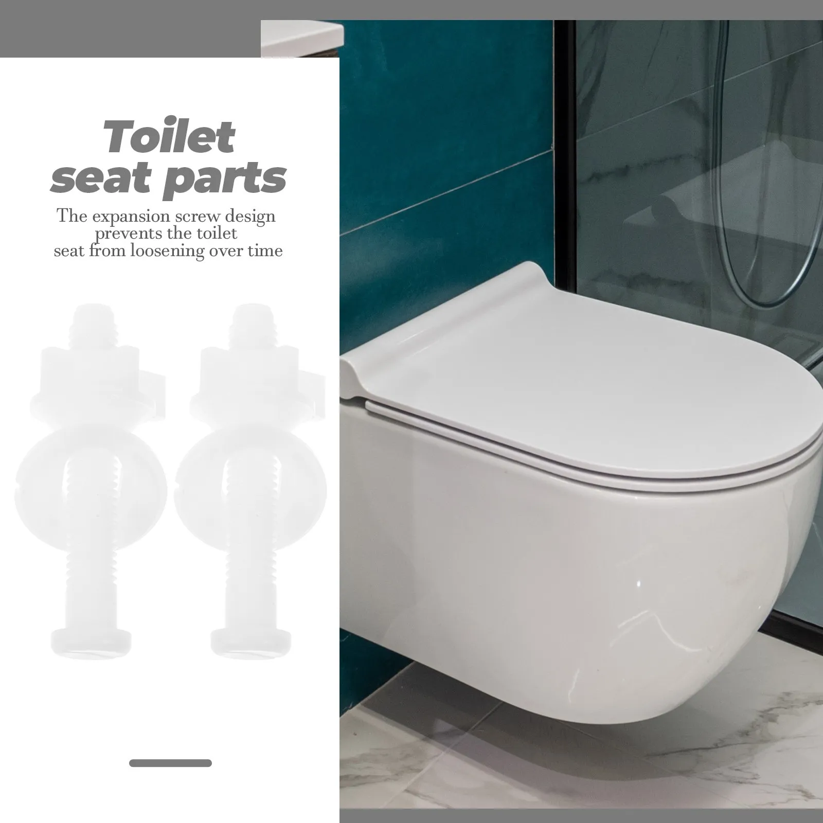 

2Pcs Premium Toilet Seat Bolts and Washers Set Strong Hardened Screws for Toilet Seat Mounting Stable Non Slip Leak Free