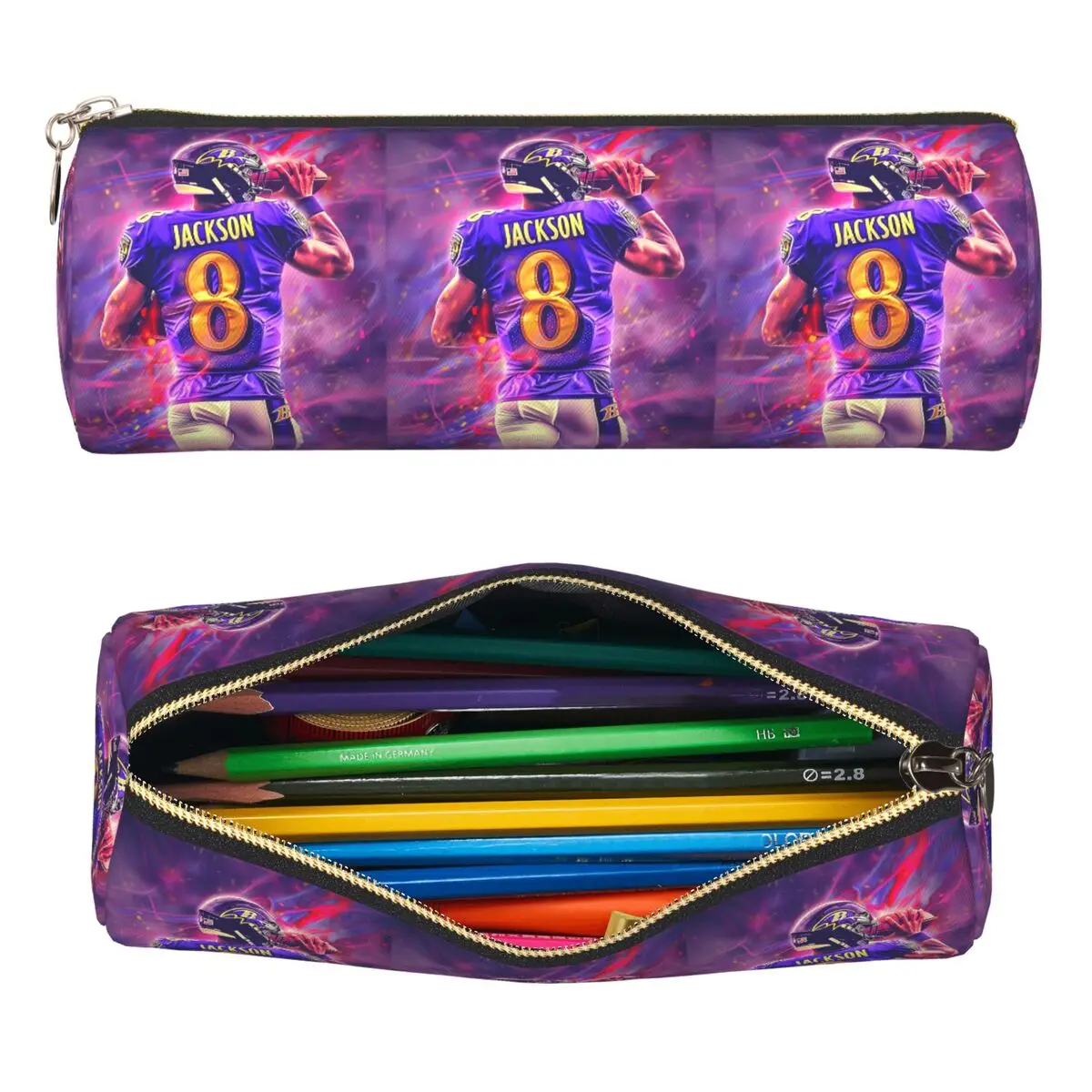 Lamar Jackson Pencil Cases Pen Holder Cylinder Pen Box Pencil Bag for Boy Girl Stationery Supplies