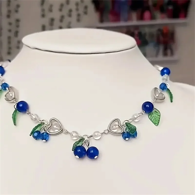 Hot Selling Fruit Enthusiast berries Pendant Earrings Collarbone Chain Fashionable and Personalized Necklace Earrings