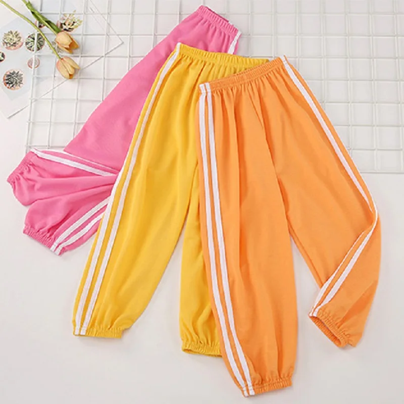 Summer Baby Girls Clothes Children Boy Candy Color Side Stripe Patchwork Pants Kid Casual Jogging Sports Bottom Tracksuits