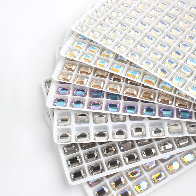 6X8MM Brand New High Quality 9k Glass Nail Art Decorations Rectangle Magic Mirror Diamond Rhinestones