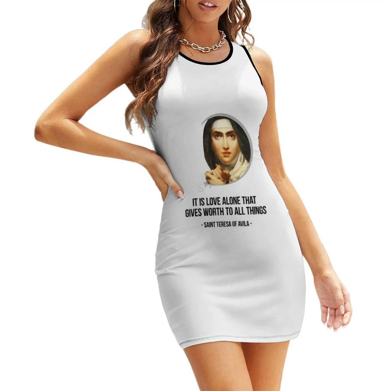 

Love Gives Worth To All Things - St. Teresa of Avila Quote Sleeveless Sundress dresses for womens Women's evening dress