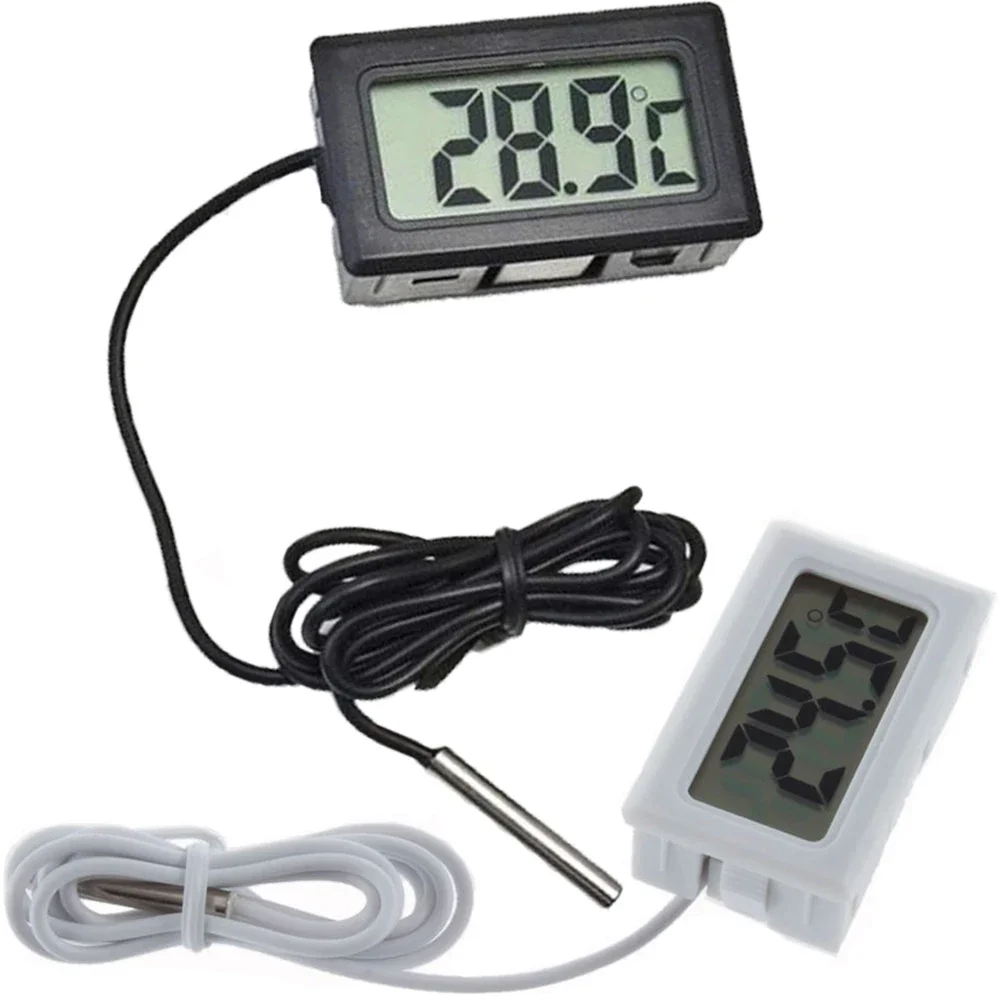 Mini LCD Digital Thermometer Aquarium Car Water Bath Temperature Tester Detector Monitor Embedded Temperature Sensor 1M Cable