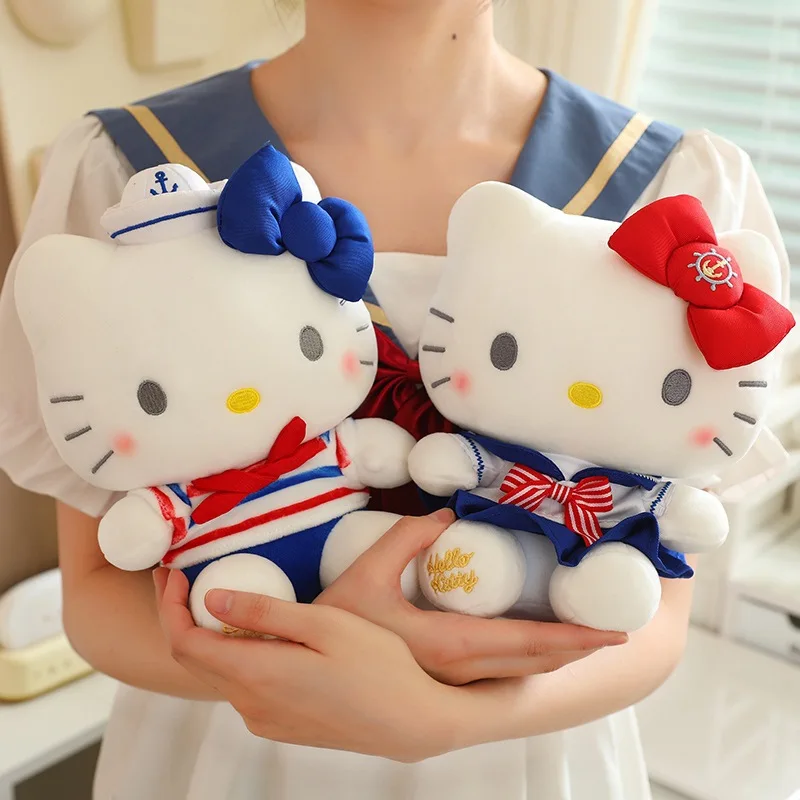 Mainan mewah Hello Kitty Kawaii 22-35cm boneka bantal hewan lucu Anime dekorasi boneka hadiah ulang tahun Peluche