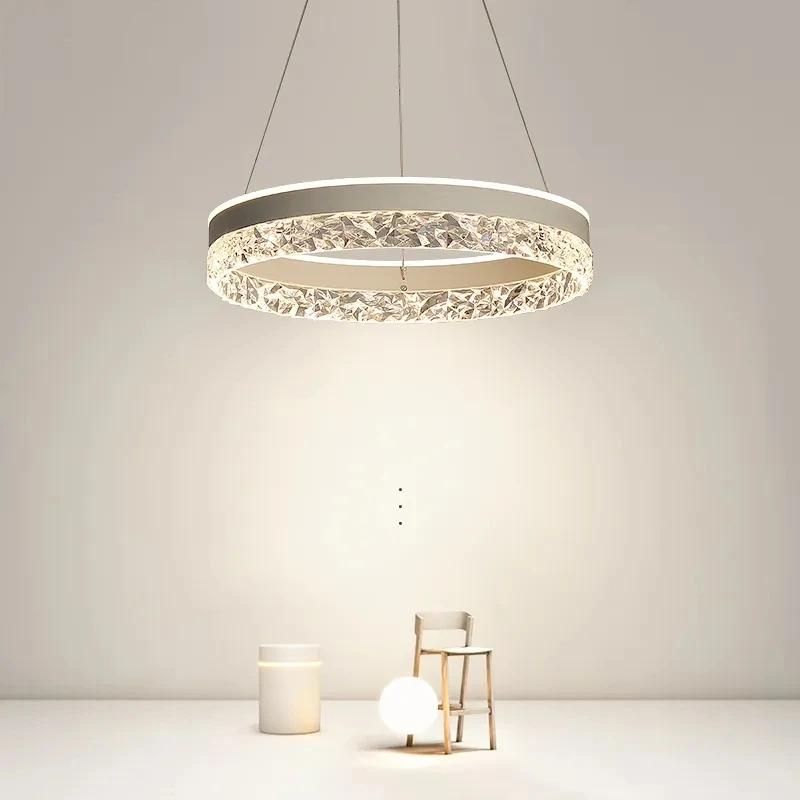 

Modern Ring Pendant Lights Crystal for Living Dining Room Bedroom Hall Ceiling Chandelier Lamp Home Hanging Lustre Luminaire