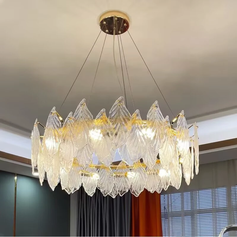 

Luxury crystal LED lights, personalized maple leaf pendant lights fashionable villa dining room living room dining room,