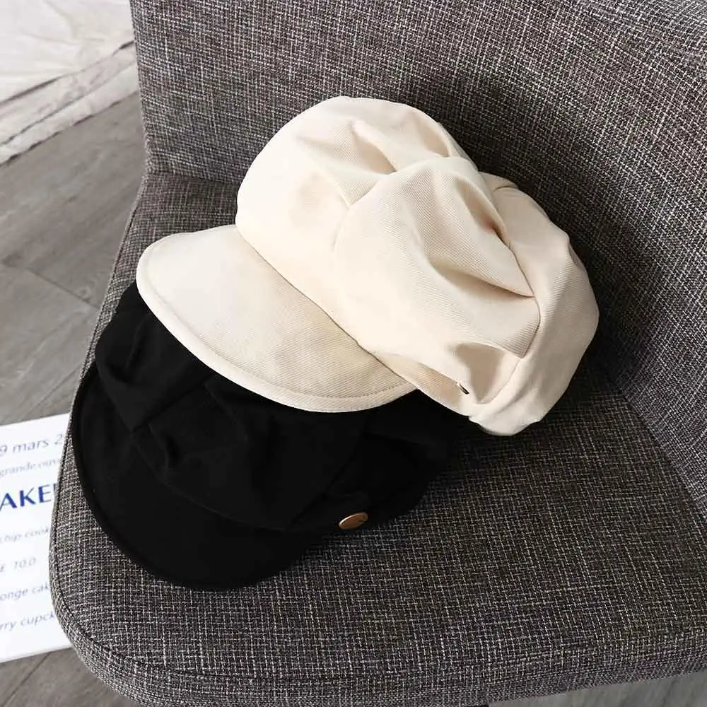 1PCS Fashion Retro Pleated Beret Hat Women Peaked Cap Harajuku Y2K Newsboy Caps Octagonal Driving Streetwear Painter Hat