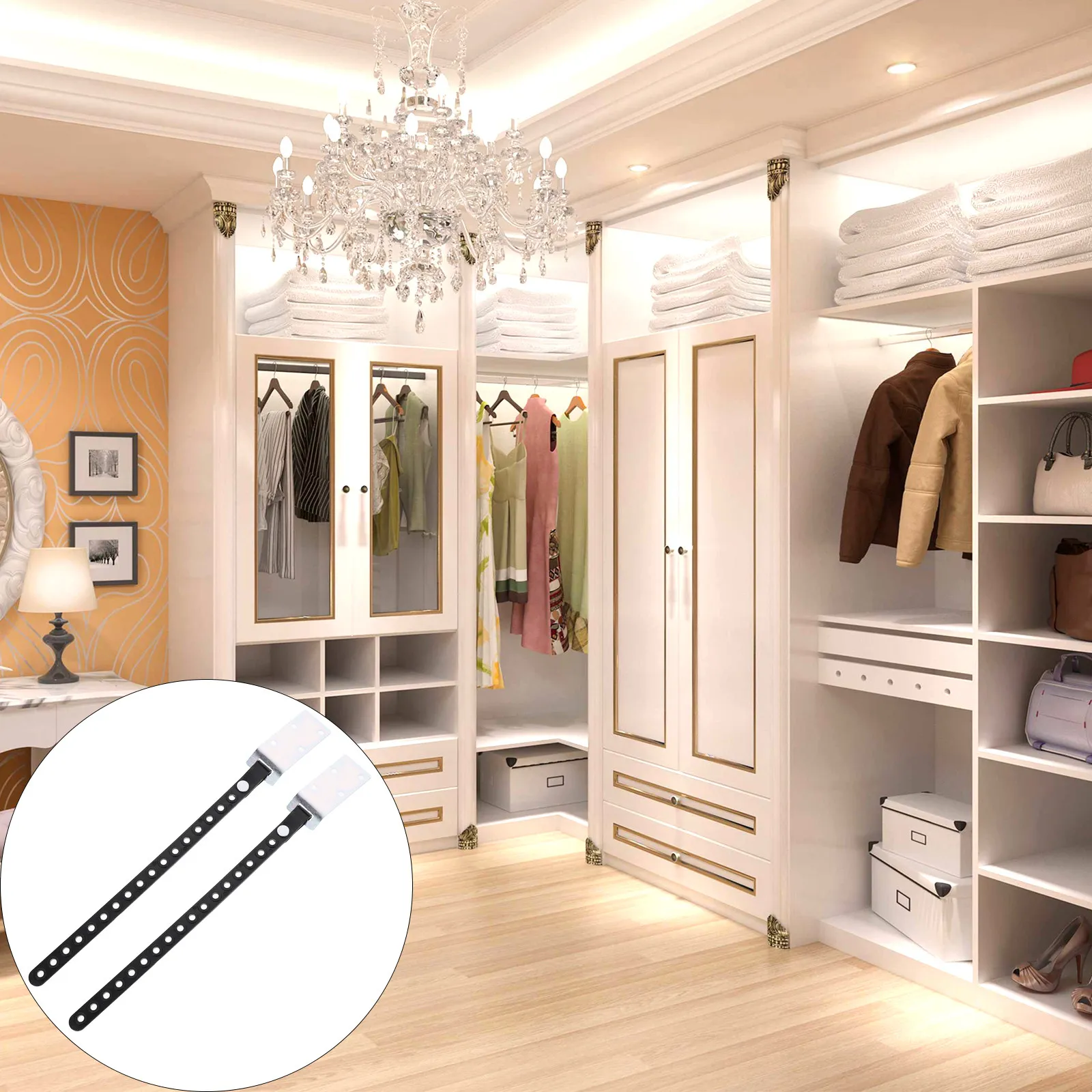 

2Pcs Anti-Tip Furniture Straps Baby Proof Safety Anchors Adjustable Wall Secure for Bookshelf Cabinet Protection