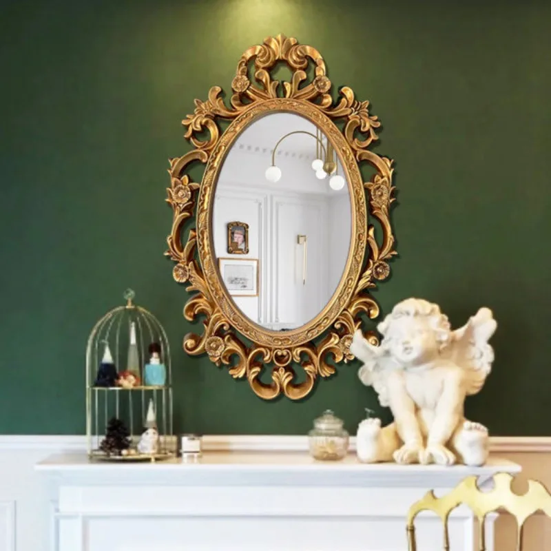 Hanging Gold Mirror Chinese Style Save Space Design Cheap Aesthetic Modern Mirror Professional Espelhos Living Room Decoration