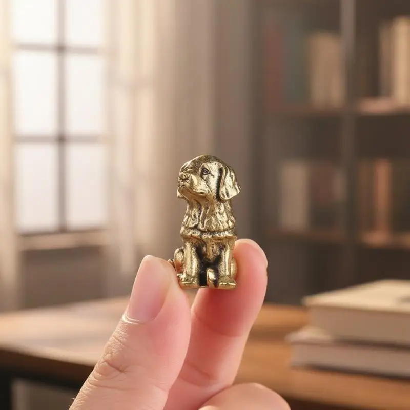 Antikes Kupferornament, reichlichmachender Messinghund, personalisiertes Retro-Sternzeichen-Hund-Ornament, Teetier, Tischdekoration – Detail 17