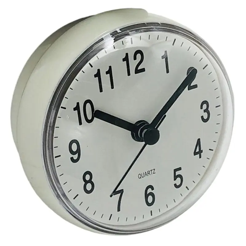 LICE-Waterproof Bathroom Clock With Suction Cup, White 6X6 Inch, Easy-To-Read Display For Shower And Bathroom Use