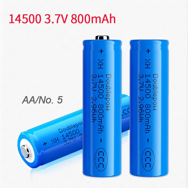 

14500 Battery 3.7V Li Ion AA Rechargeable Batteries Lithium 800mAh + USB Charger for Flashlight Toys Fan Radio Alarm Clock