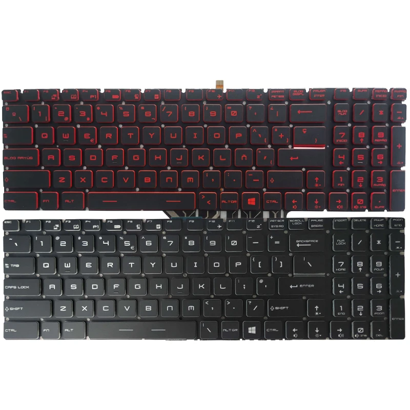 NOWA rosyjska/amerykańska/brytyjska/hiszpańska klawiatura do laptopów MSI GE63 GE73 GE63VR GE73VR GS63 GS63VR 6RF 7RF MS-16K2 MS-179B MS-17A1 MS-17C1