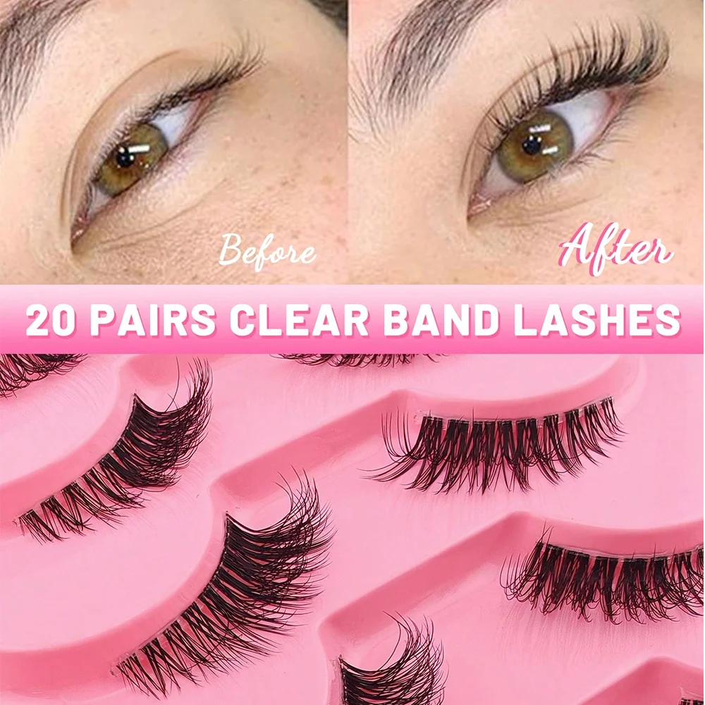 20 Pairs Half-Eye Lashes - Natural Look, reusable, Perfect for Daily Use， Enhance Your Look Instantly，Wispy  and  Fluffy Style