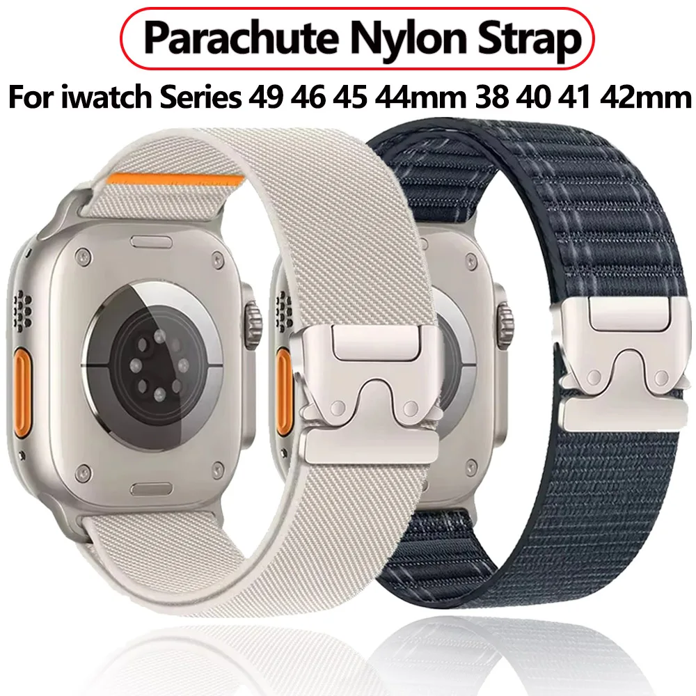 

Parachute Nylon Strap For Apple Watch Ultra Band 49mm 46mm 45mm 44mm 42mm 41mm 40mm Bracelet Belt iWatch Series 11 10 9 8 7 6 SE