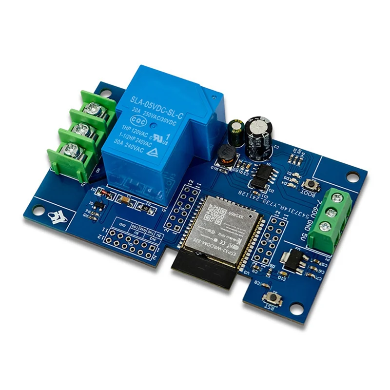 

1-канальный модуль реле WIFI 30A ESP32-WROOM-32E, модуль макетной платы для умного дома, беспроводное управление DC7-60/5V-Y41A