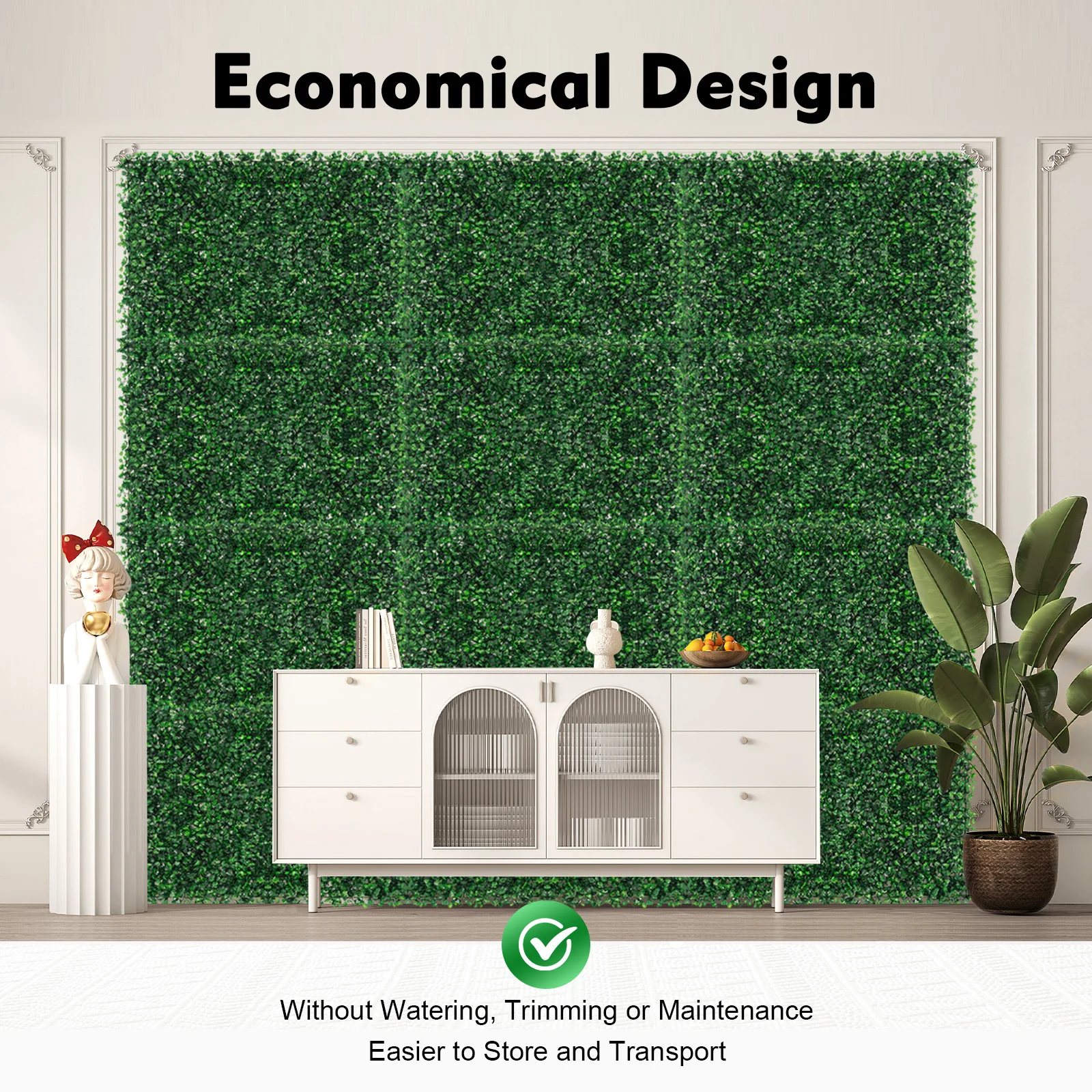 12Pcs Artificial Grass Wall Panels, 60x40cm PE Fake Plant Hedge Panels, Interlocking Faux Greenery Wall Backdrop For Indoor Outdoor Wedding Patio Decor
