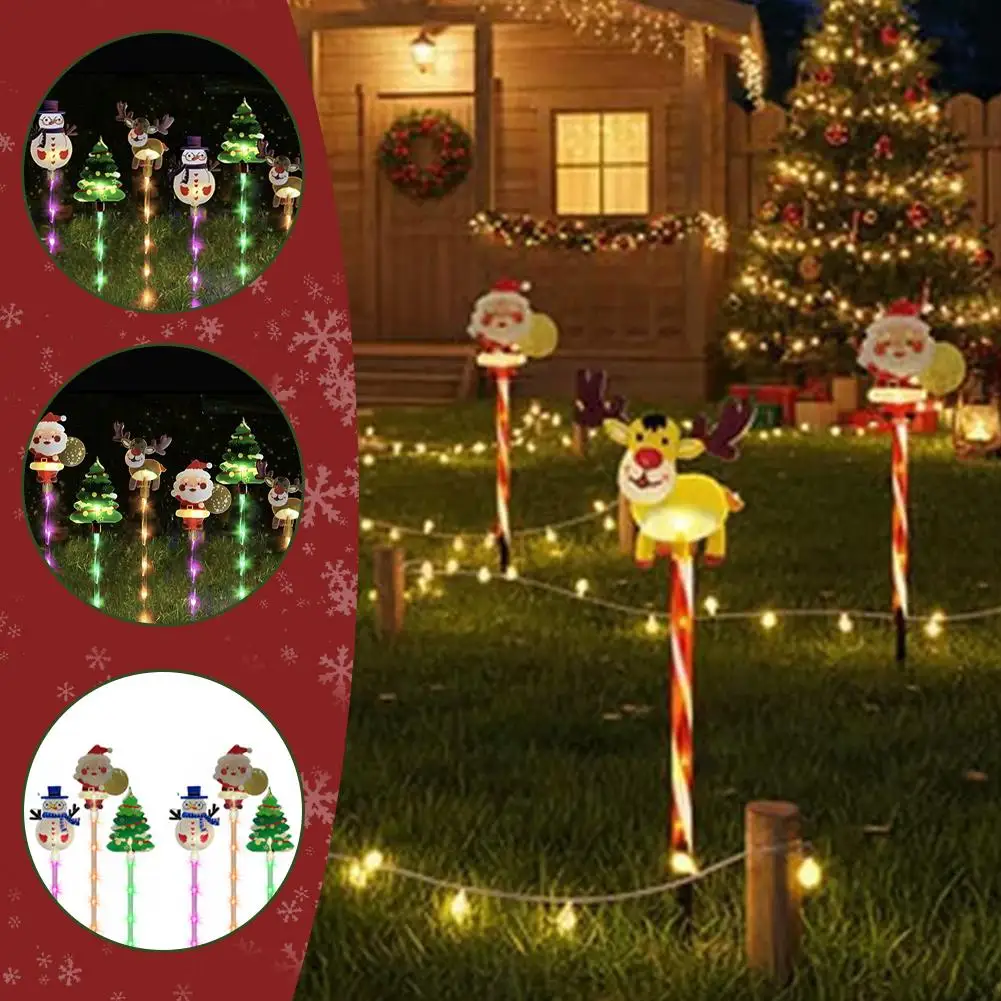 6 قطعة/المجموعة تعمل بالطاقة الشمسية أضواء حديقة عيد الميلاد سانتا شجرة و الرنة تصاميم للديكور في الهواء الطلق أضواء حديقة مقاوم للماء عطلة