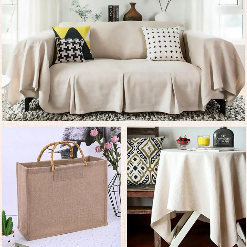 50x150cm Cotton Linen Fabric Solid Color Heavy Duty for DIY Sewing Pants Tablecloth Sofa Curtain Decor Embroidery Practice Cloth