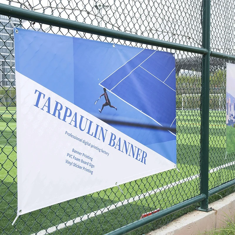 Bandeira de vinil/pvc personalizada para publicidade ao ar livre, malha transparente, tiras coloridas, bandeiras de promoção de eventos de relacionamento público