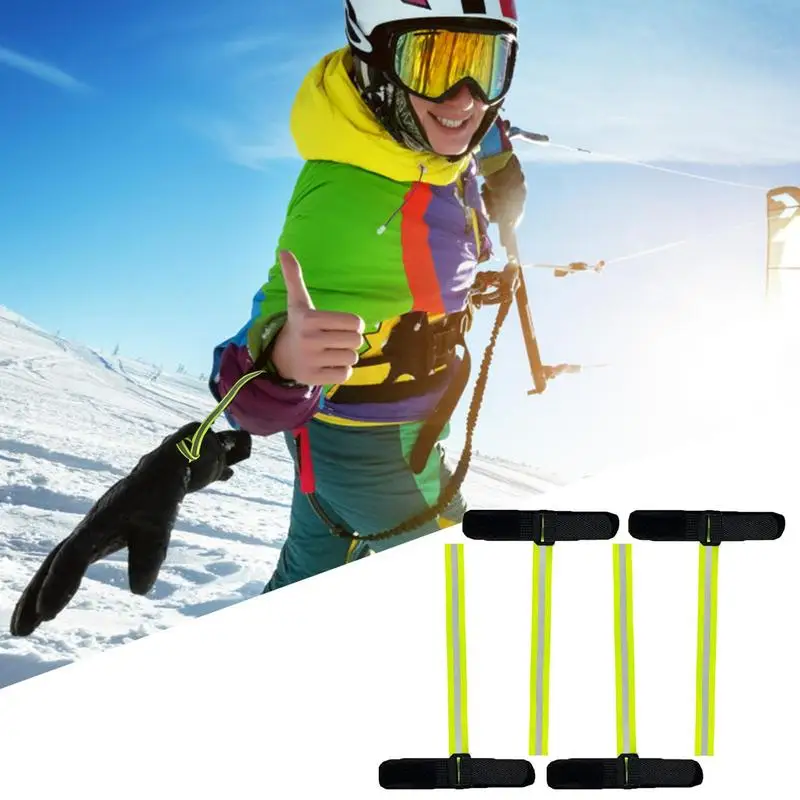 Unisex Stretchy Ski Luvas Correias, Guarnição reflexiva, Suportes de pulso, Fire Gear Acessórios, Corda, 4Pcs