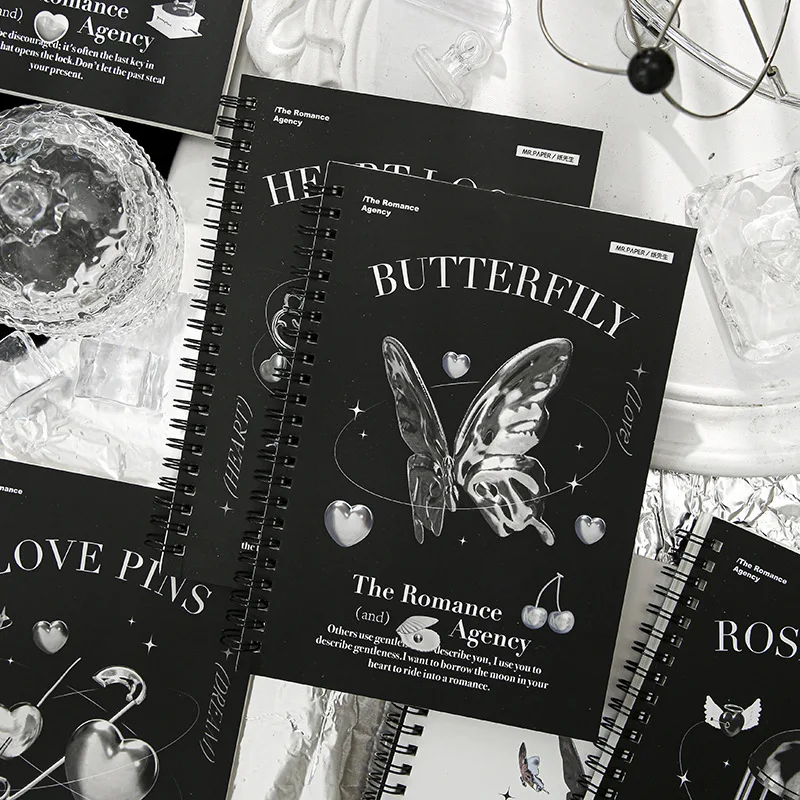 A5 Spiral Notebook Retro Butterfly Cover Journal Planner Scrapbook Memo Notepads Diary Notebook Coil Notapad School Supply