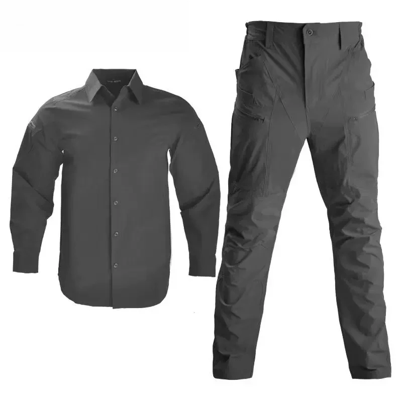 Breathable quick-drying suit outdoor gray shirt slim-fitting four-sided elastic tactical pants long-sleeved waterproof shirt