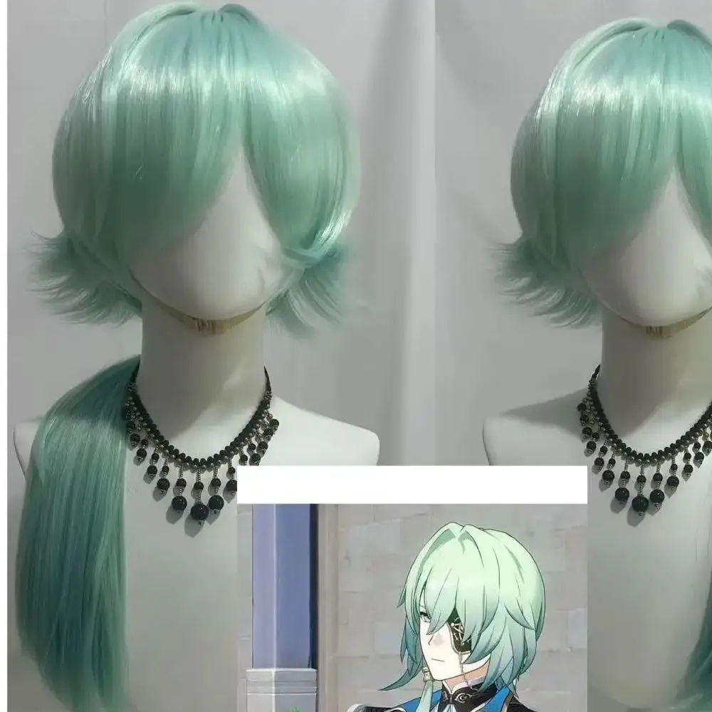 أنيمي هونكاي ستار السكك الحديدية Anaxagoras شعر مستعار تأثيري الليمون الأخضر التدرج الشعر الاصطناعية مقاومة للحرارة الشعر مع بطانة صافي الورد #2