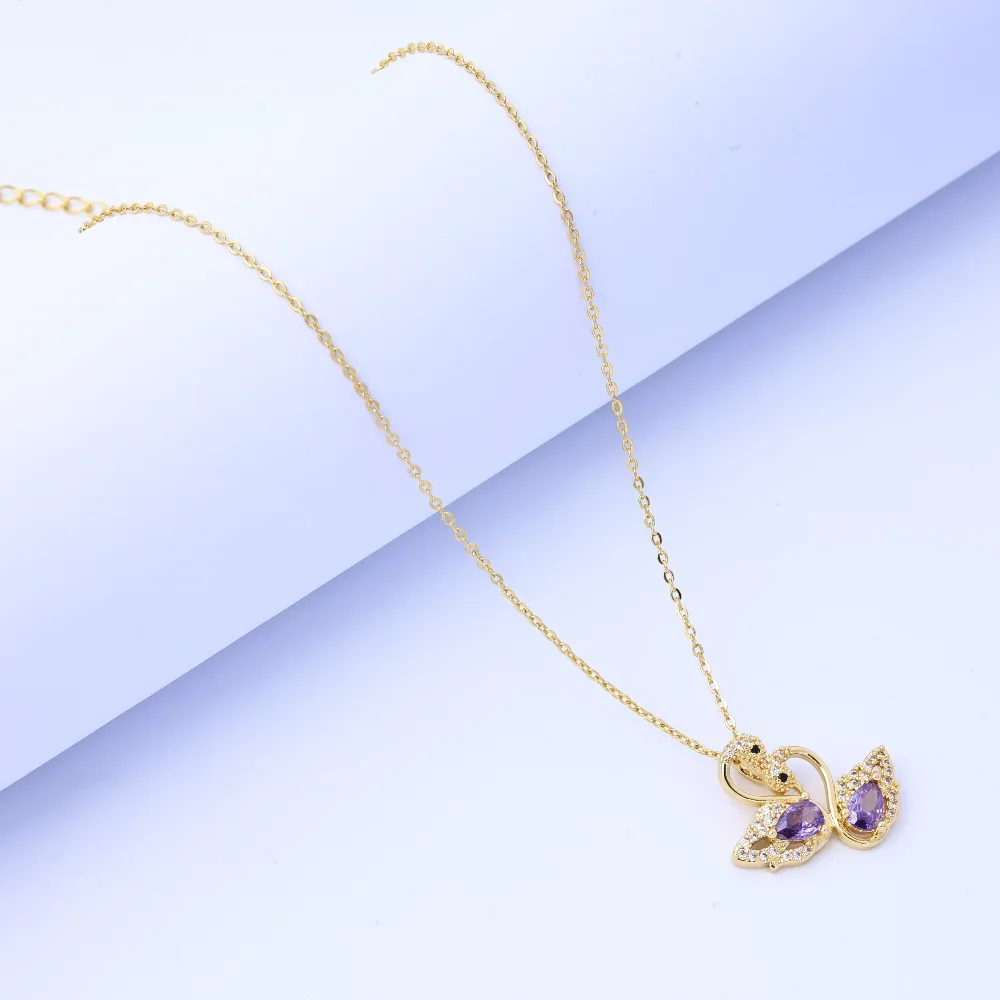 2025 Purple Swan Necklace for Women - Beautiful Necklace with Light Luxury Design, High-End Clavicle Chain, Perfect Gift for Gir