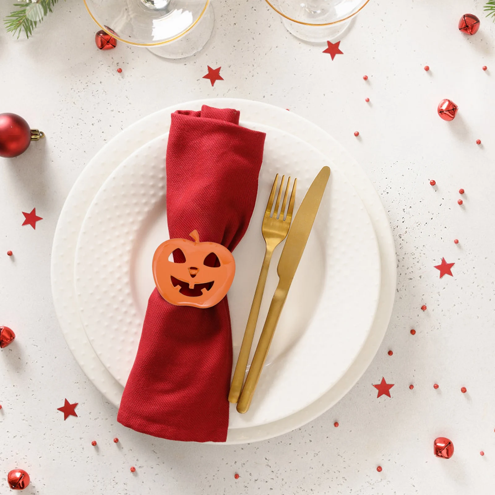 

12 шт., пряжки для салфеток с тыквой на Хэллоуин, яркие кольца для салфеток из сплава для ресторана, отеля, сервировки стола, украшения для стола на Хэллоуин