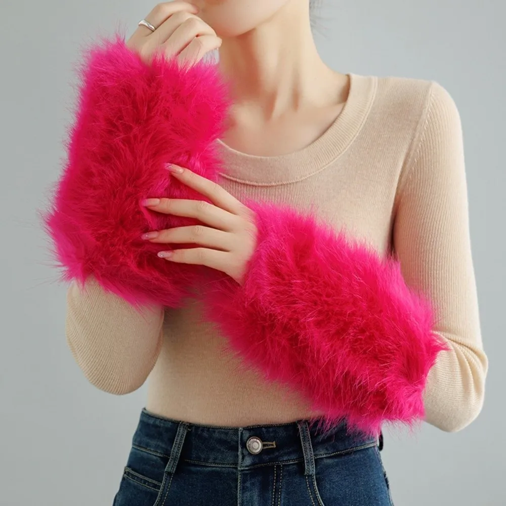 Fashion Thicken Fingerless Gloves Keep Warm Solid Color Arm Warmers Warm Winter Gloves Winter