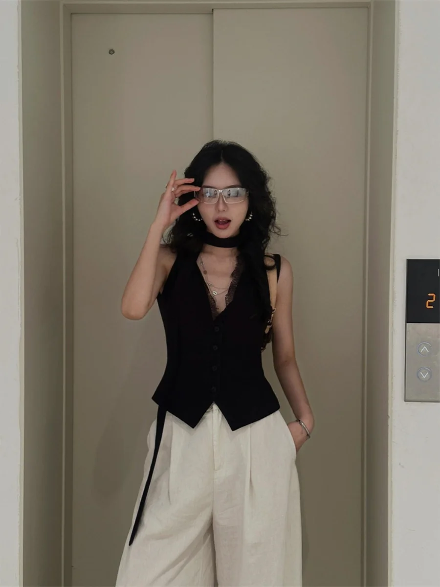 

Летний сексуальный кружевной топ-жилет Lilystore для женщин: модная нижняя и верхняя одежда, кардиган, повседневный дышащий комфортный топ