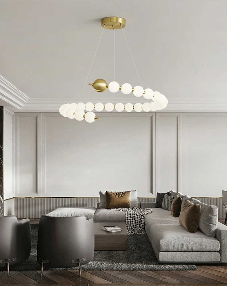 White Acrylic LED Chandelier Gold Aluminium