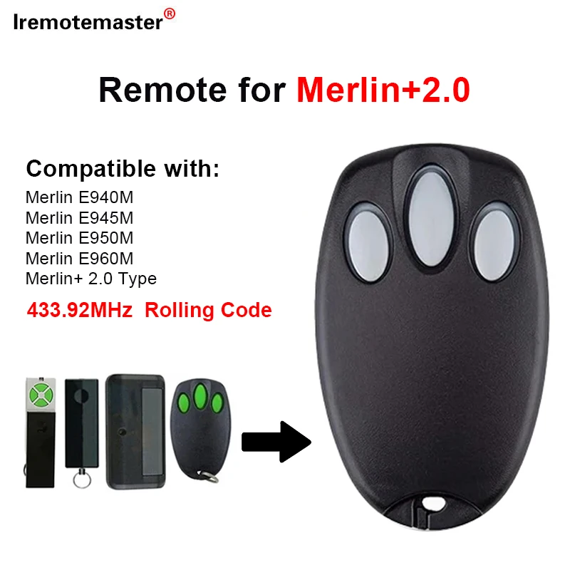 For Merlin  MR650EVO MR850EVO MT3850EVO MT100EVO MT60EVO E960M Garage Door Remote Control