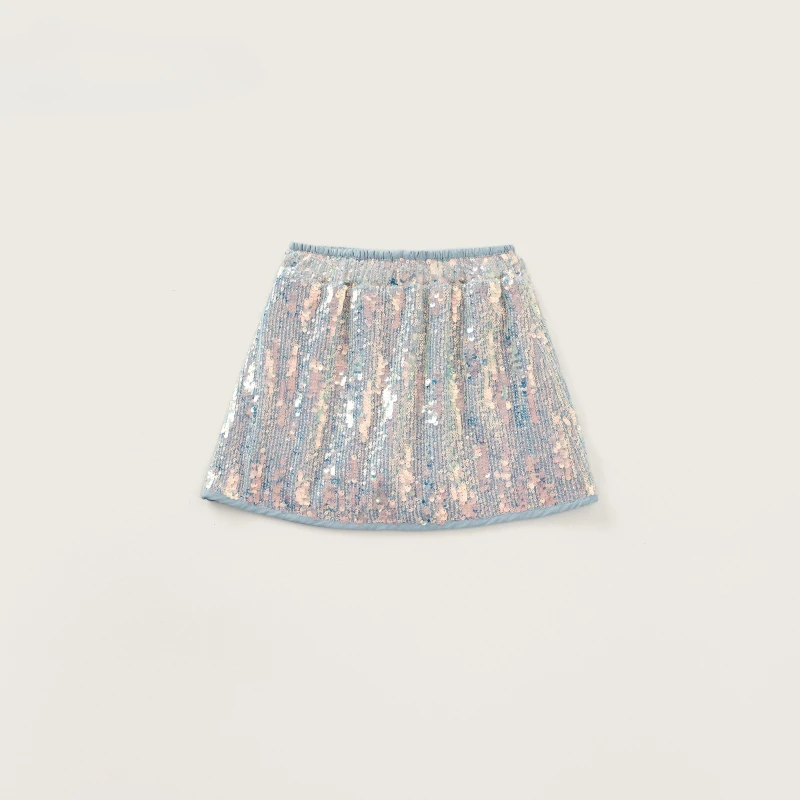 2026 New Hot Selling Children's Summer Colorful Sequin Elastic Waist Design Half Skirt
