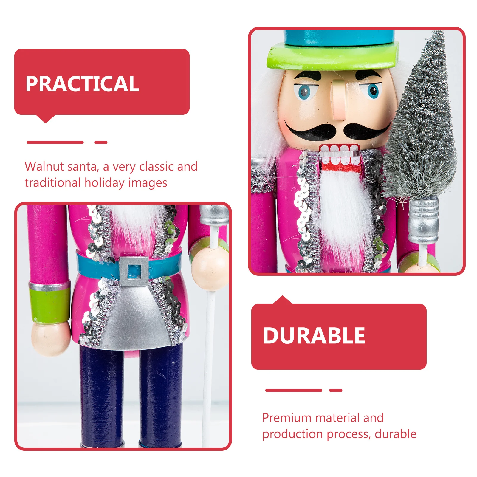 

Christmas Wooden Nutcracker Soldier Decorative Hand-Painted Wood Xmas Table Ornament Festive Holiday Decor Xmas Wood Nutcrackers