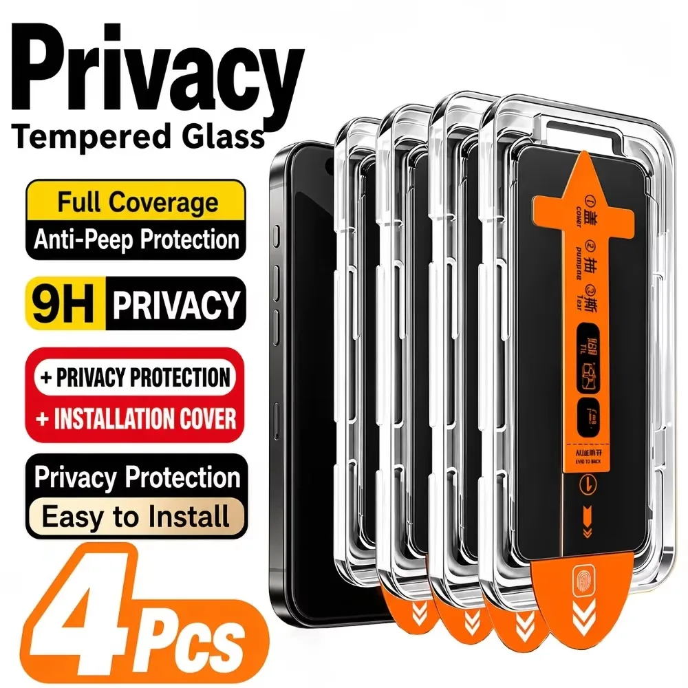 Oleophobic Coating Privacy Screen Protector For iPhone 18 Pro Max iPhone 18 Pro 18ProMax Tempered Glass Film With Easy Install