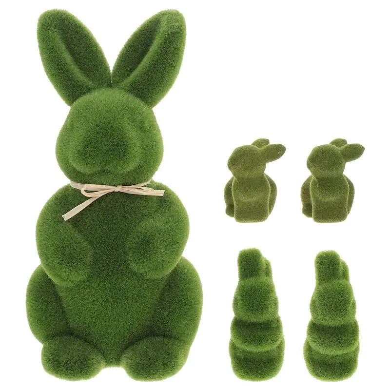 

5sizes Artificial Rabbit Figurines For Easter Garden Decoration Bunny Ornaments Green Figurine Holiday Party Decor