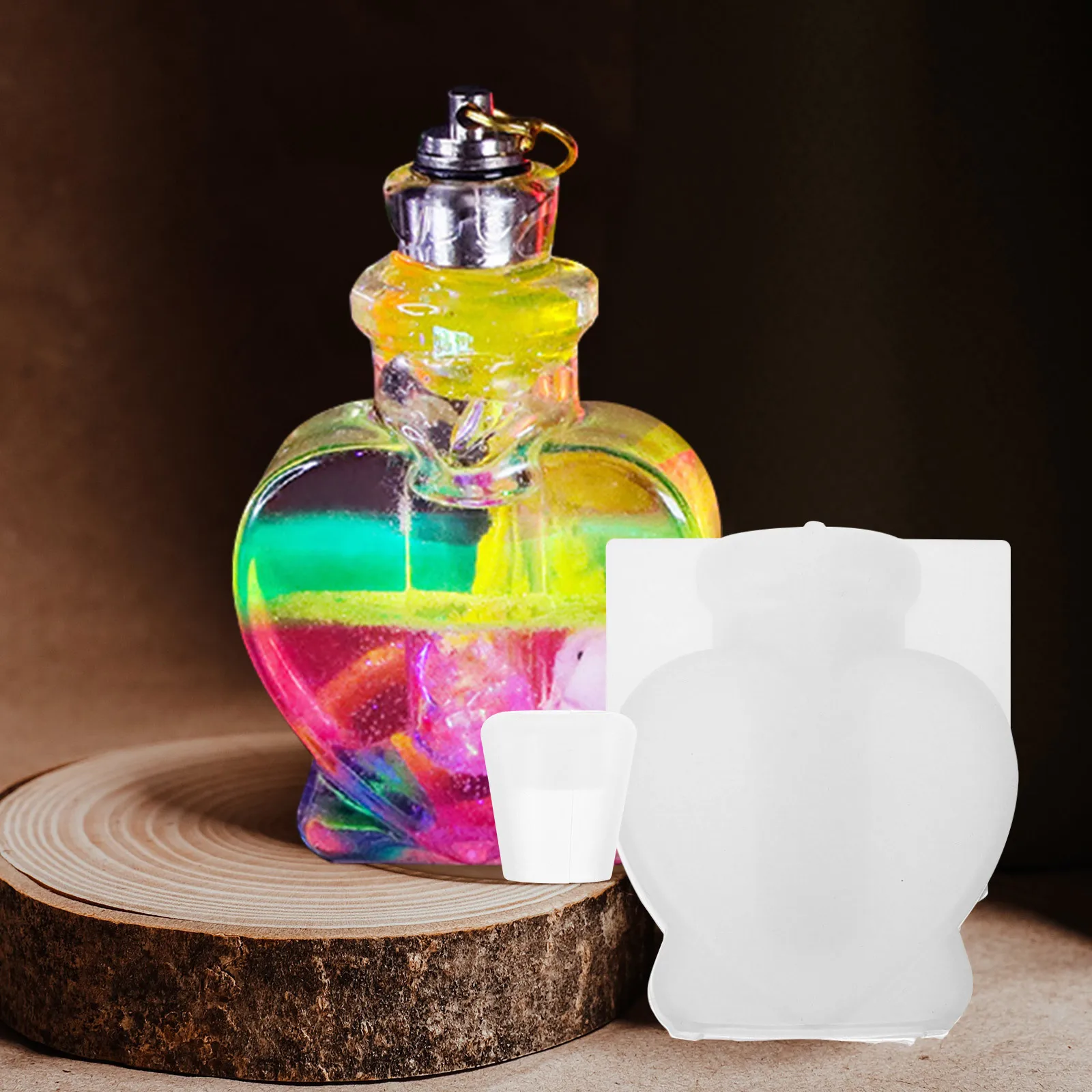 1 مجموعة قابلة لإعادة الاستخدام سيليكون قالب الزجاجة الراتنج الكريستال DIY قالب الايبوكسي ديكور المنزل هدية رومانسية الحرفية صندوق تخزين القالب #2