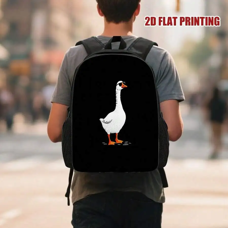 Large Capacity Lightweight Backpack With Goose Print For Travel Daily Use