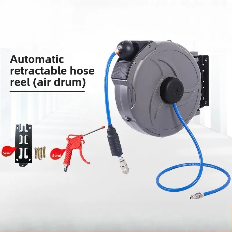 Car Wash Air Line Drum, Self‑rewind Tube Reel, Auto Retract Hose Organizer for Auto Service Workspace